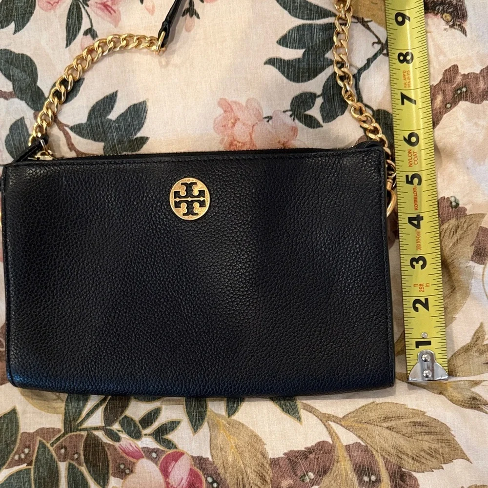 Tory Burch Black Pebbled Leather Chain-Detail Crossbody